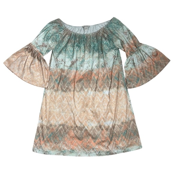 Ariat Bell Sleeve Southwestern Scoop Neck Shift Dress - Picture 6 of 12